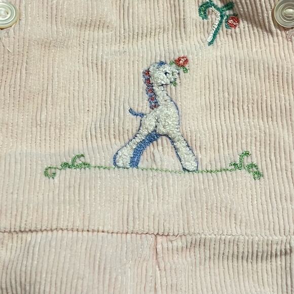 Vintage 1950s Crawler Grace Pale Pink Embroidered Corduroy Overalls 6-12 Months - Picture 5 of 5
